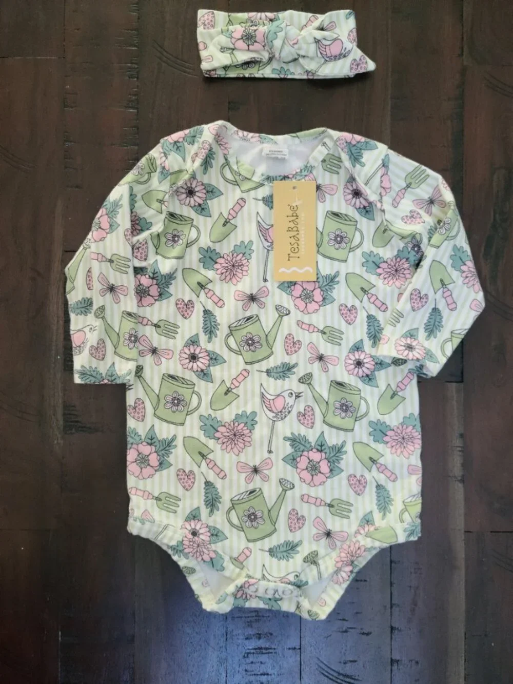 Tesa Babe Garden Print Bodysuit with Headband